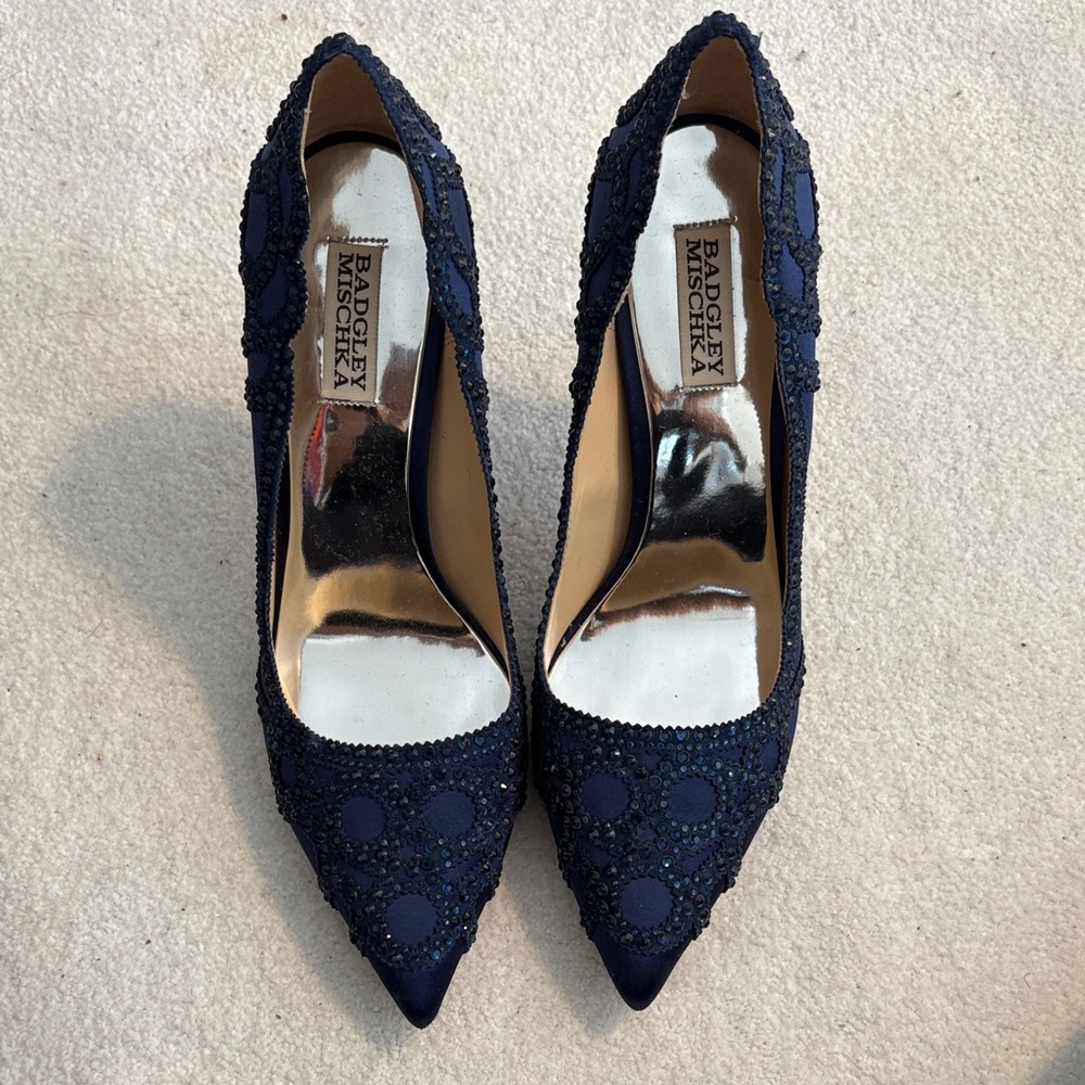 Badgley Mischka Midnight Blue Embellished Heels